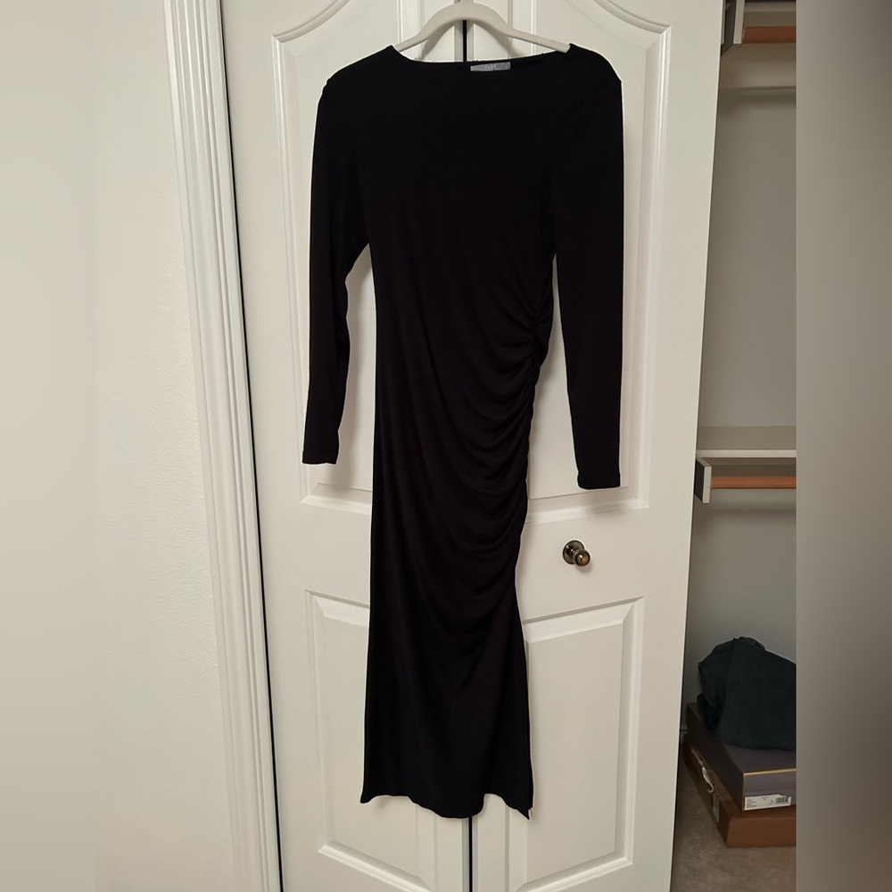 Black, bodycon dress. MIDI length, cotton. Size small.
